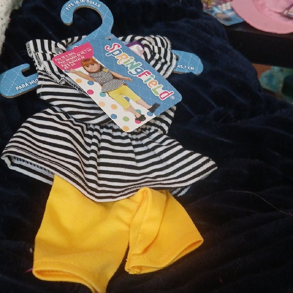 Springfield Striped Doll Outfit with Yellow Pants